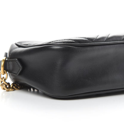 Gucci Calfskin Matelasse Small GG Marmont Chain Shoulder Bag Black 9 of 12