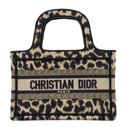 Christian Dior Canvas Mizza Embroidered Mini Leopard Book Tote Beige 1 of 4