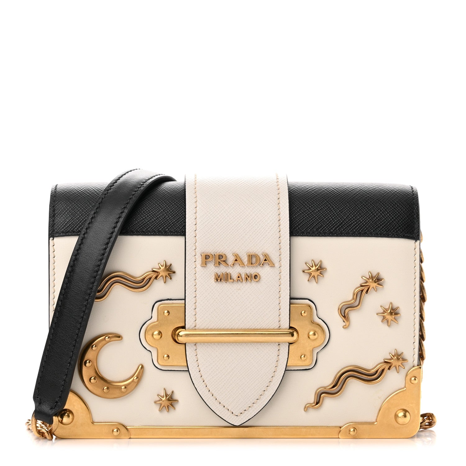 Prada City Calf Saffiano Astrology Cahier Bag Talco Black 1 of 10