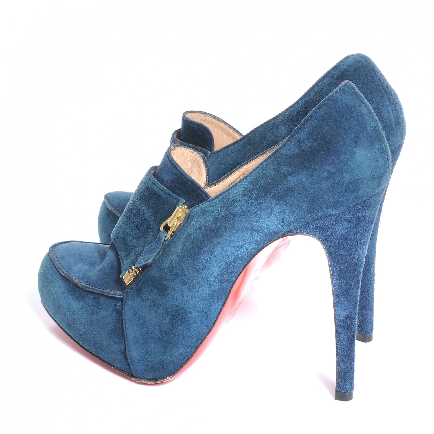 Christian Louboutin Suede Lapino Booties 39.5 Blue 5 of 9
