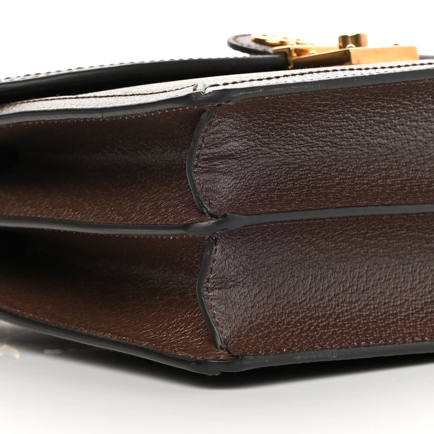 GG Supreme Monogram Textured Dollar Calfskin Web Small Ophidia Padlock Top Handle Bag Beige Ebony New Acero