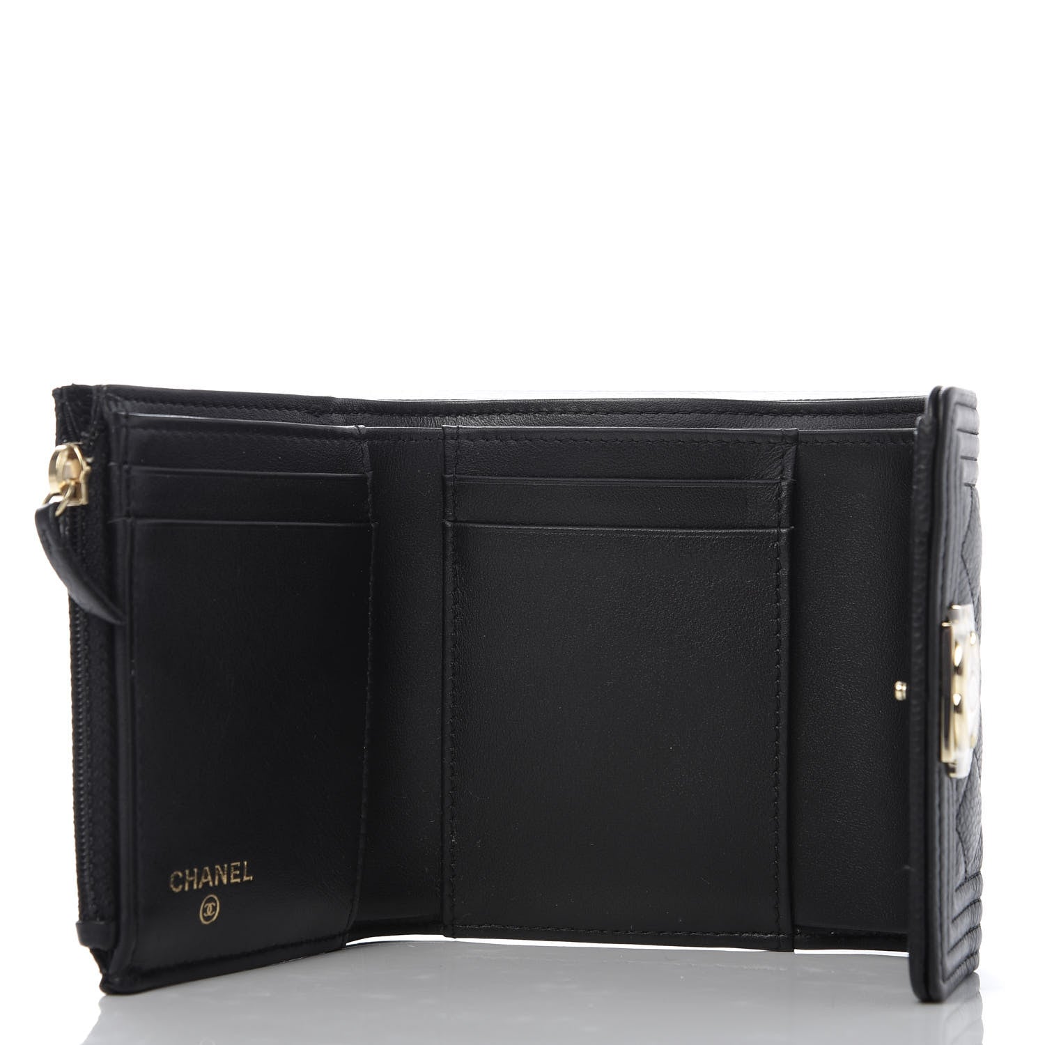Chanel Caviar Quilted Compact Boy Wallet Black 5 of 8