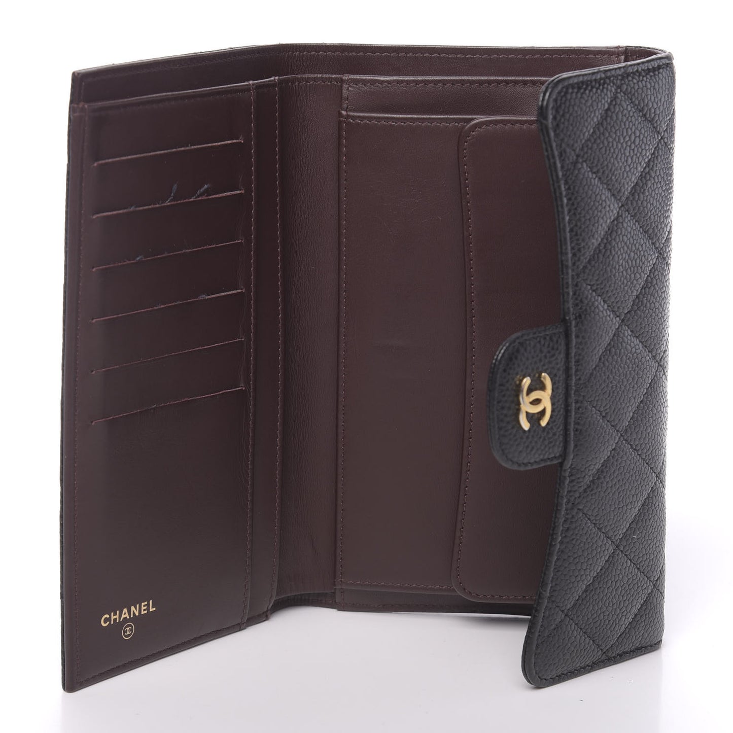 Caviar Quilted Large Flap Wallet Black