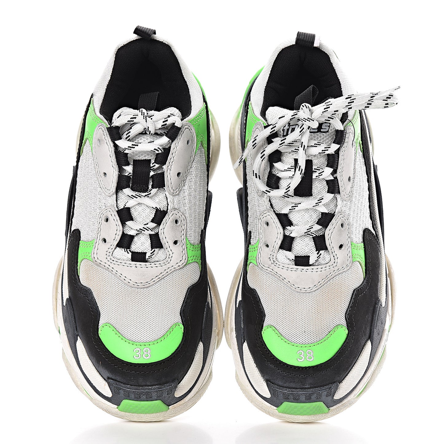 Fabric Mesh Womens Triple S Sneakers 38 White Green Fluo Black