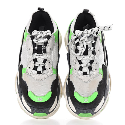 Balenciaga Fabric Mesh Womens Triple S Sneakers 38 White Green Fluo Black 6 of 18
