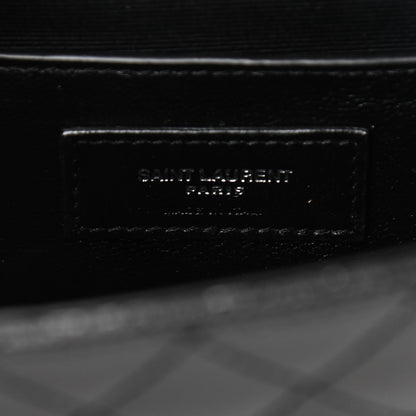 Saint Laurent Grain De Poudre Textured Mixed Matelasse Triquilt Small Monogram Satchel Black 6 of 9