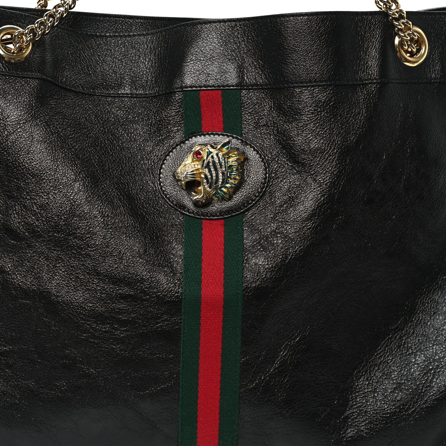Calfskin Large Rajah Chain Tote Black