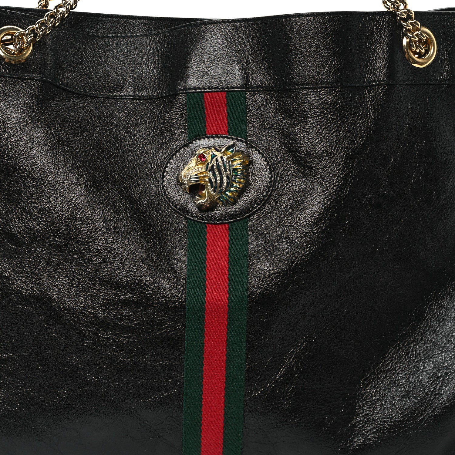 Gucci Calfskin Large Rajah Chain Tote Black 9 of 13