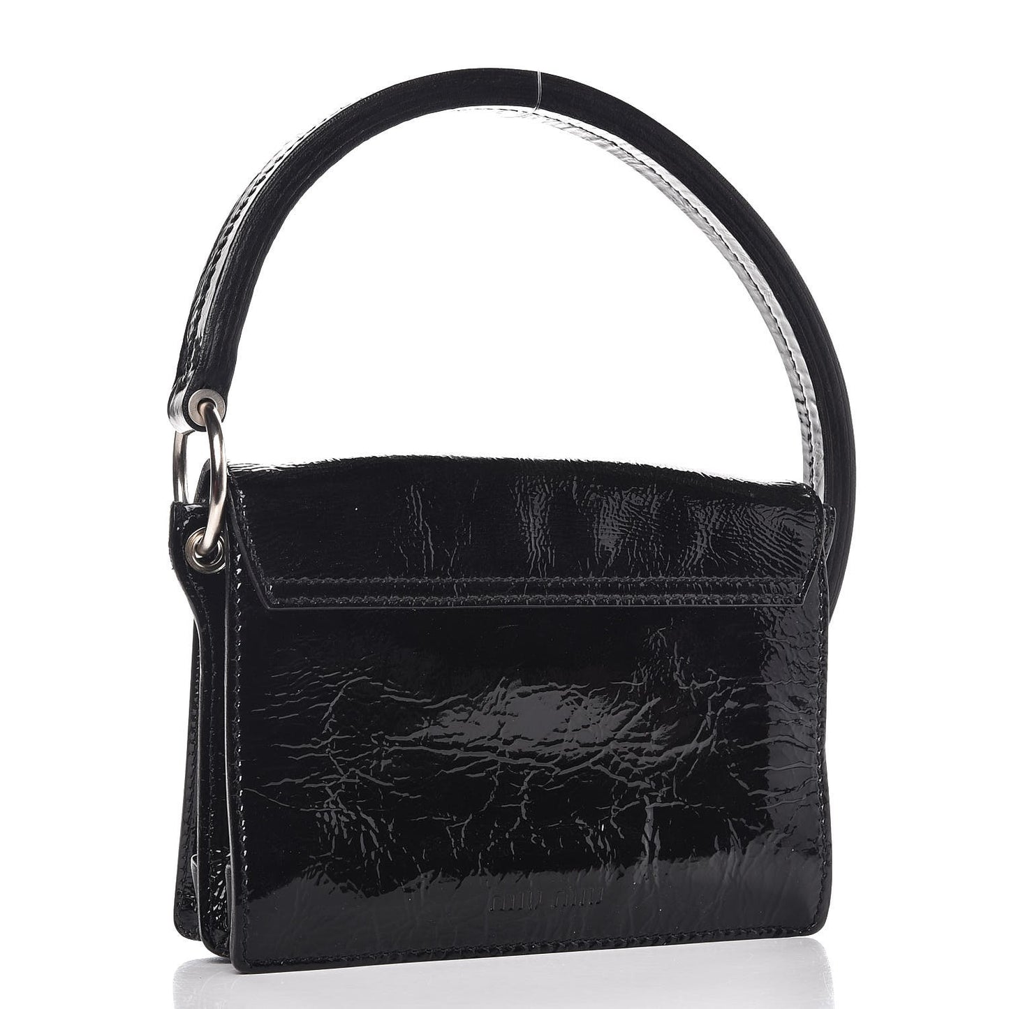 Patent Buckle Flap Handbag Black