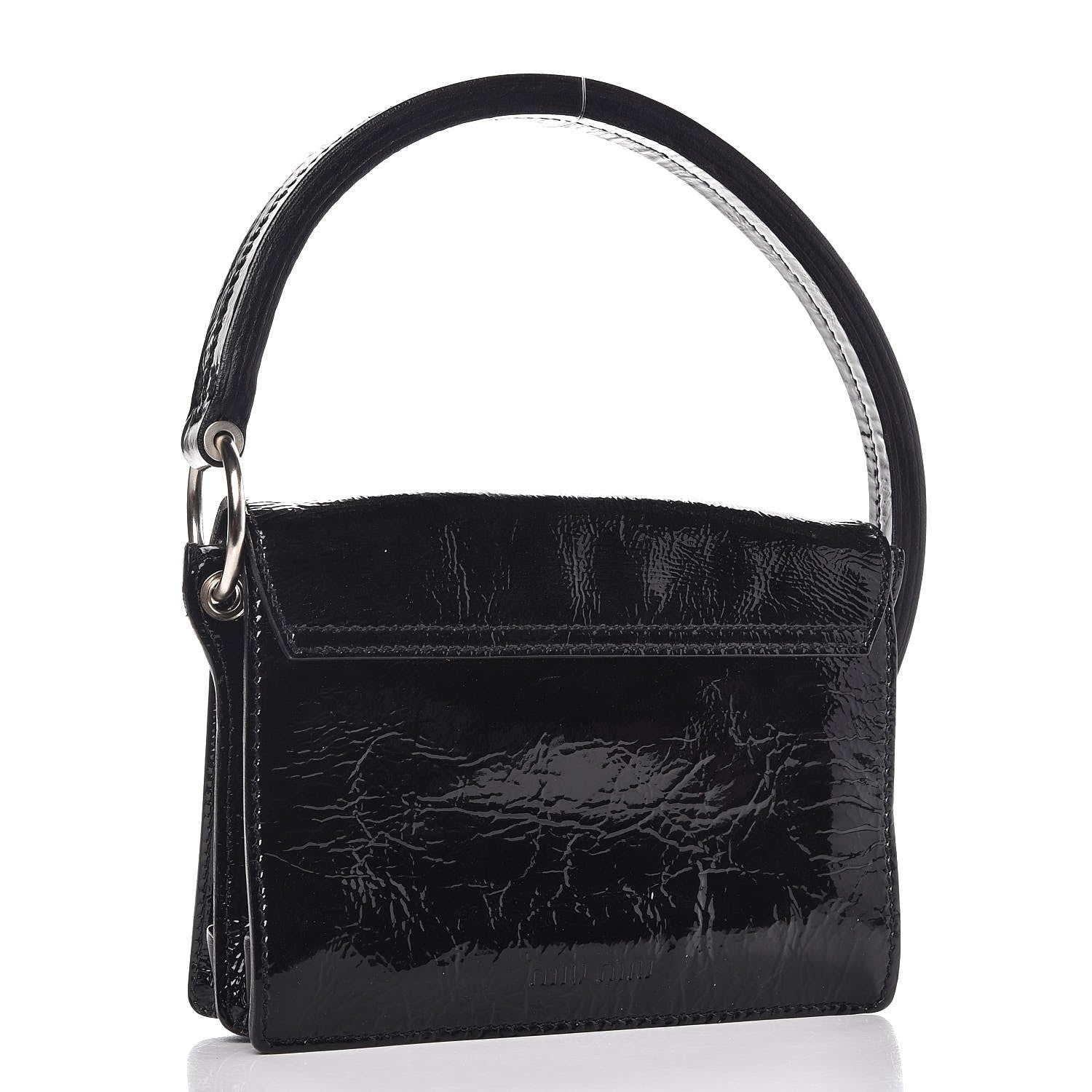 Miu Miu Patent Buckle Flap Handbag Black 3 of 8