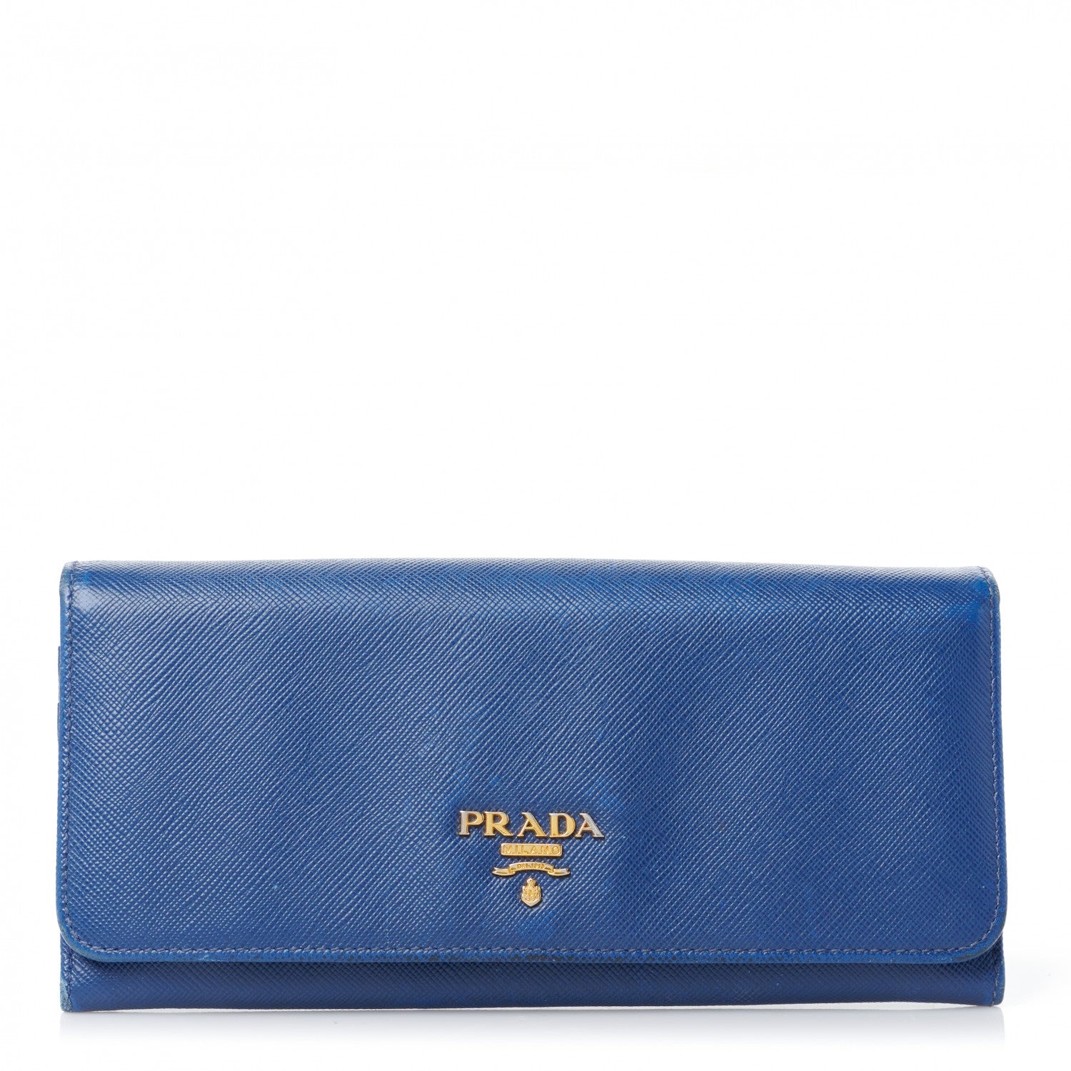 Prada Saffiano Metal Continental Flap Wallet Bleuette 1 of 14