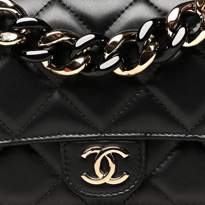 Chanel Lambskin Plexi Quilted Wallet On Chain WOC Black 8 of 11