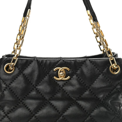 Chanel Calfskin Stitched Small Retro Chain Tote Black 8 of 9