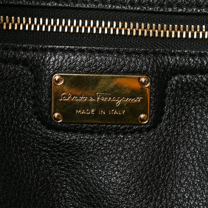 Salvatore Ferragamo Hammered Calfskin Double Handle Medium Amy Tote Black 5 of 9