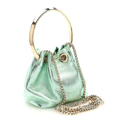 Jimmy Choo Metallic Nappa Micro Bon Bon Bag Smoke Green 5 of 17