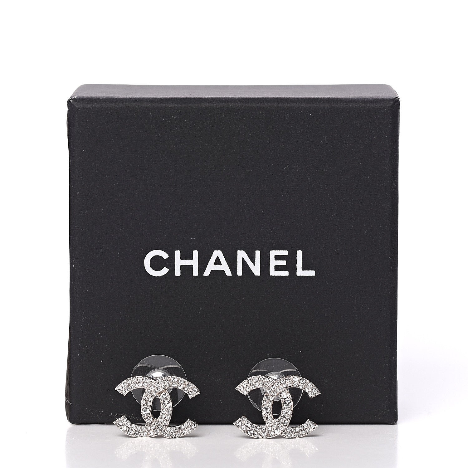 Chanel Crystal CC Earrings Silver 4 of 4