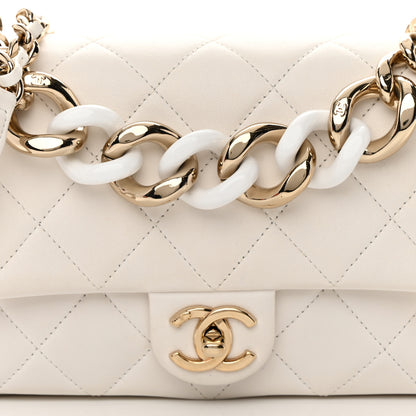 Chanel Lambskin Quilted Resin Bi-Color Chain Flap Bag White 8 of 15