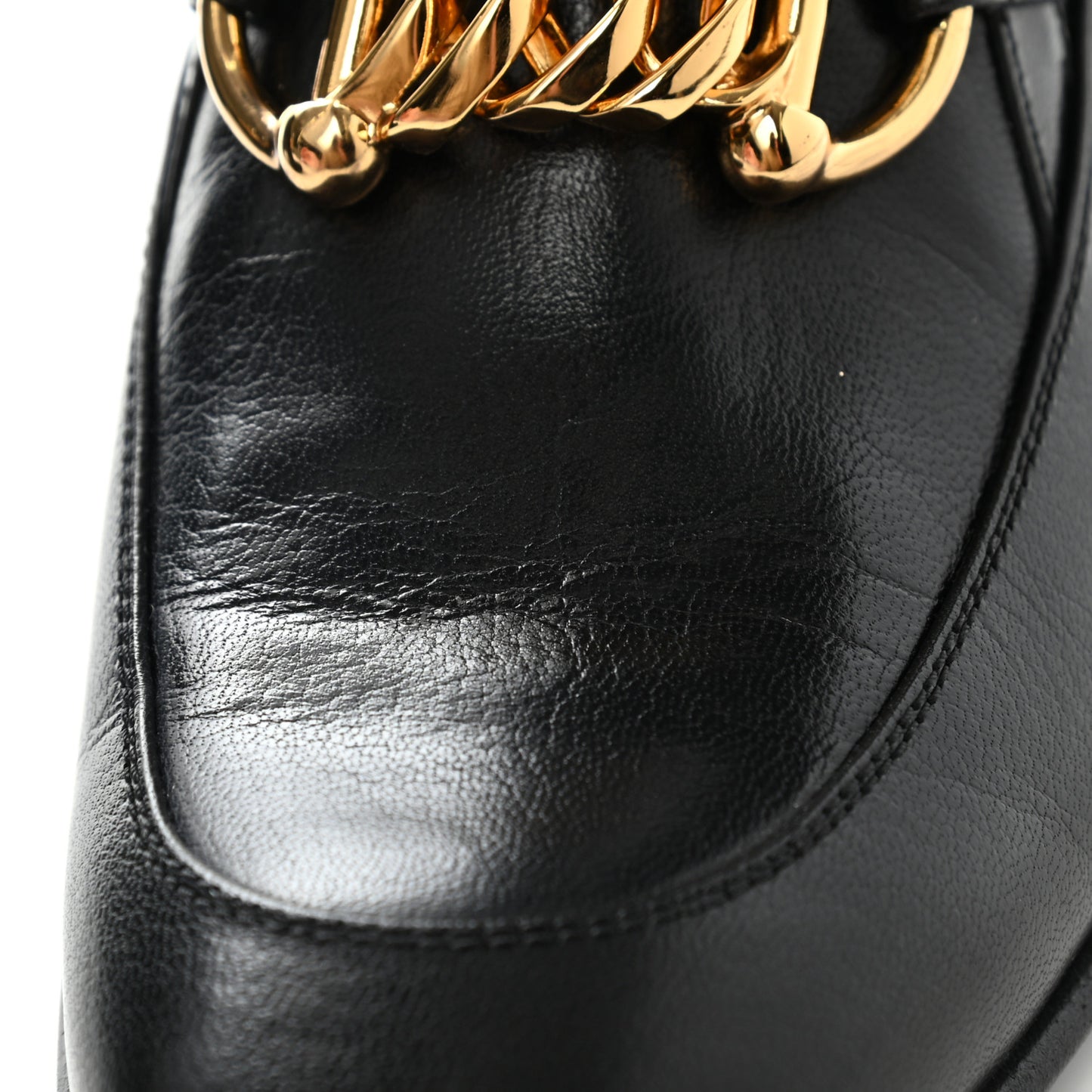 Goatskin Kitten Chain Horsebit Ankle Boots 39.5 Black