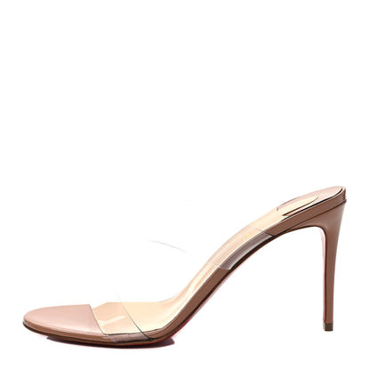 Christian Louboutin Patent PVC Just Nothing 85 Slide Sandals 40 Nude 1 of 8