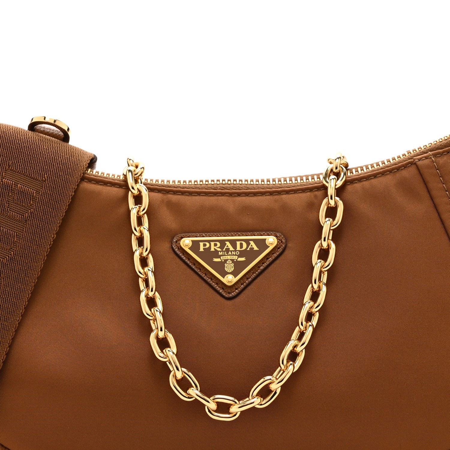 Prada Re-Nylon Saffiano Demi-lune Shoulder Bag Brandy 8 of 10