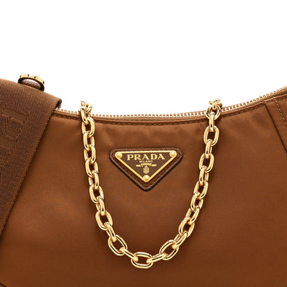 Prada Re-Nylon Saffiano Demi-lune Shoulder Bag Brandy 8 of 10
