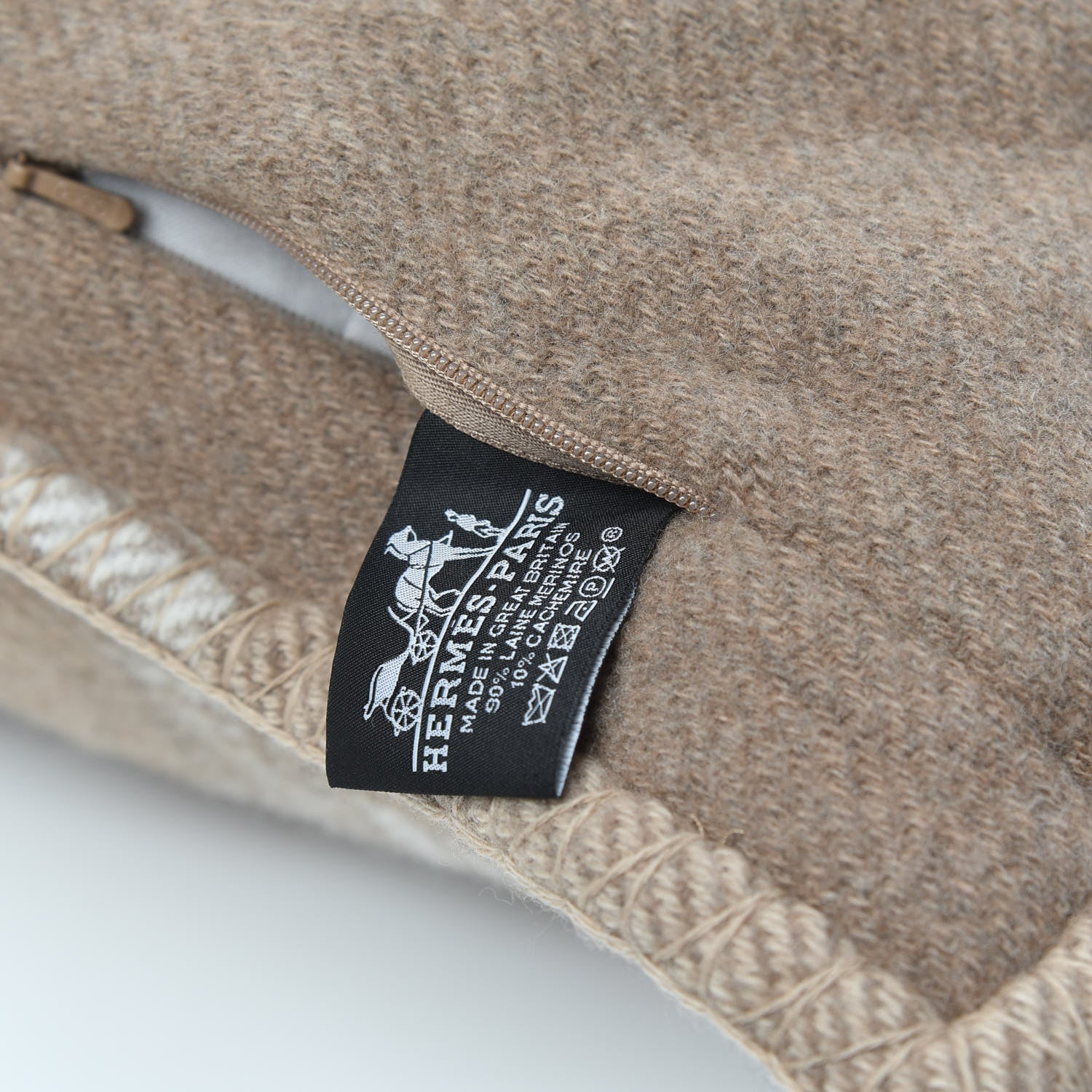 Hermes Wool Cashmere Avalon Paper Block Pillow Ecru Naturel 3 of 3