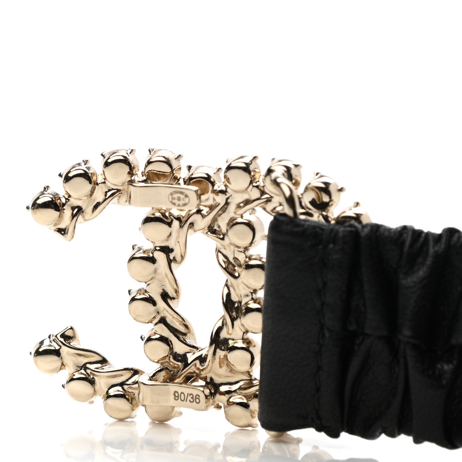 Chanel Lambskin Crystal CC Belt 90 36 Black 4 of 4
