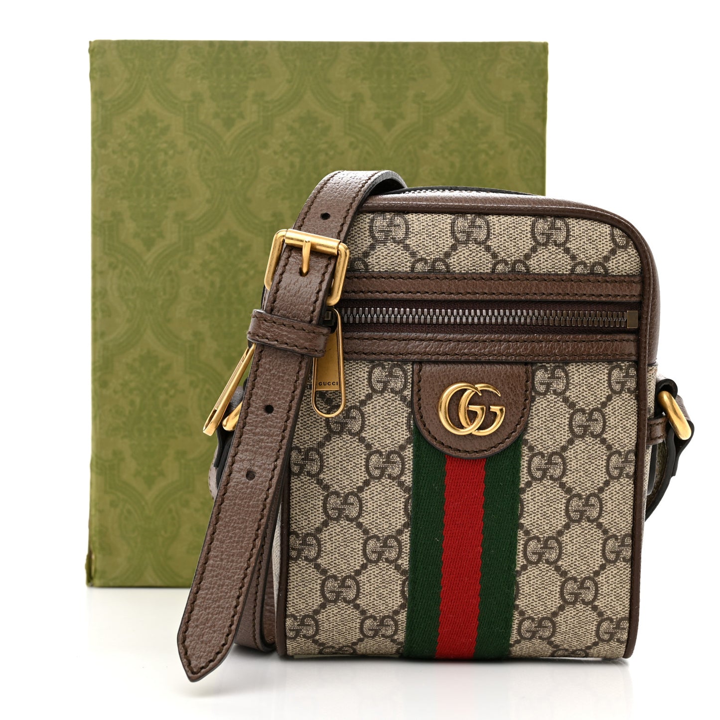 GG Supreme Monogram Web Mini Ophidia Messenger Brown