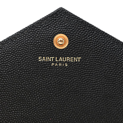 Saint Laurent Grain De Poudre Matelasse Chevron Monogram Chain Wallet Black 6 of 13