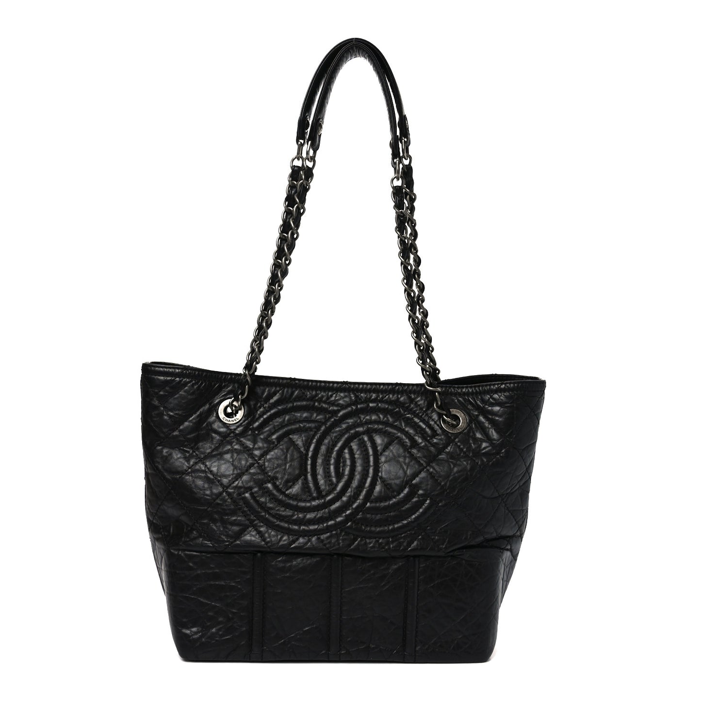 Aged Calfskin Small Shopping in Moscow Tote Black