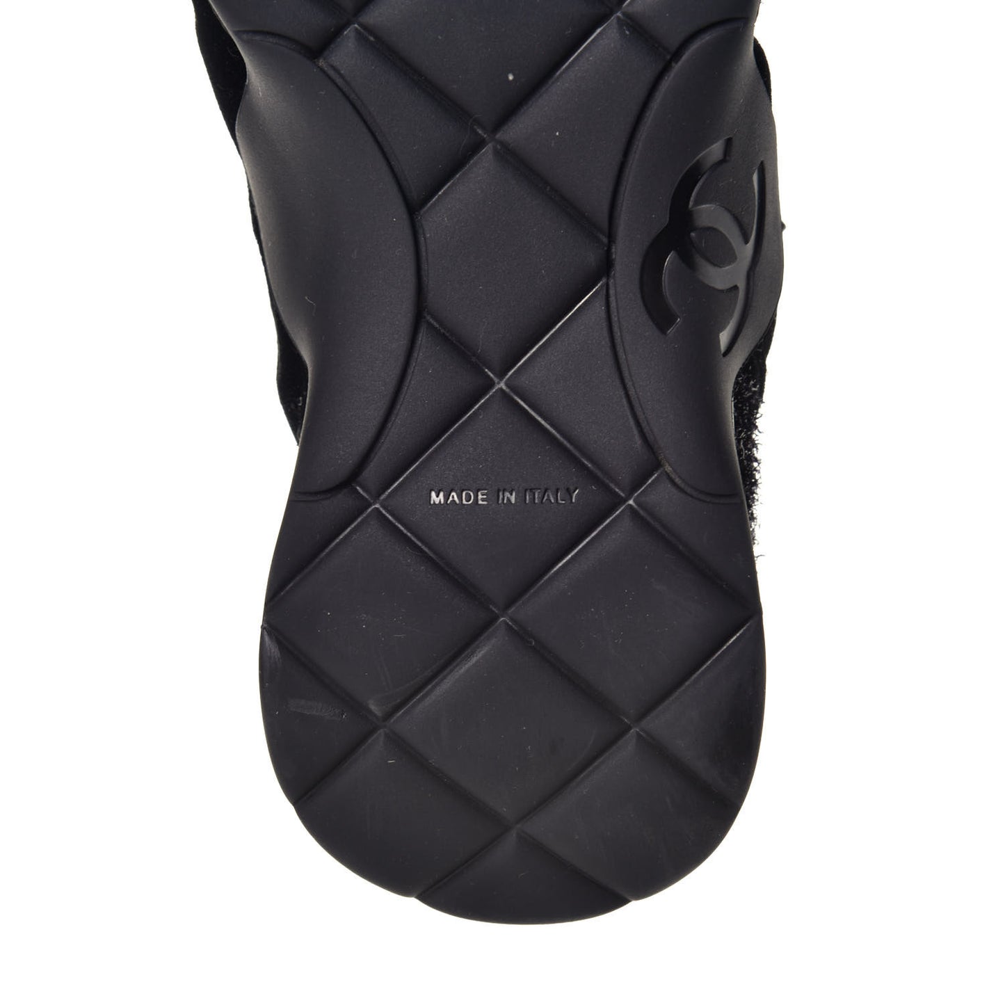 Stretched Fabric Velvet CC Womens Sneakers 38.5 Black