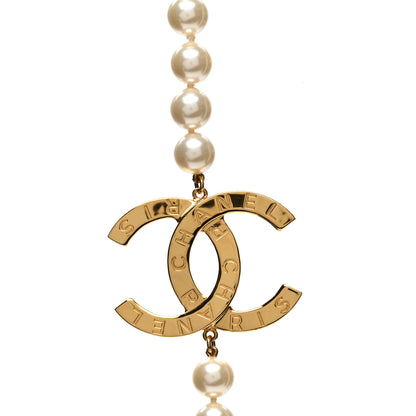 Chanel Pearl CC Paris Button Long Necklace 3 of 7