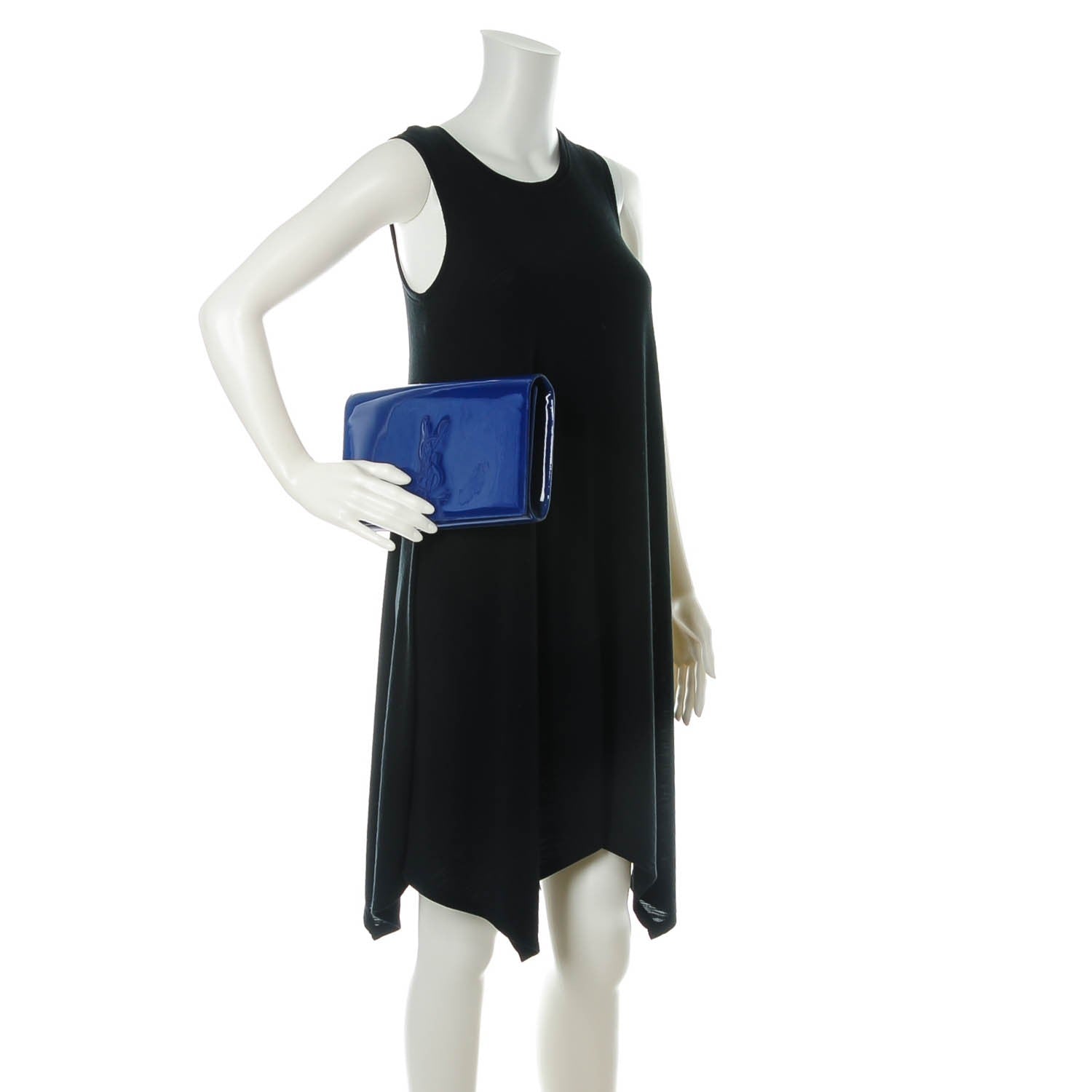 Saint Laurent Patent Calfskin Monogram Large Belle De Jour Clutch Royal Blue 2 of 7