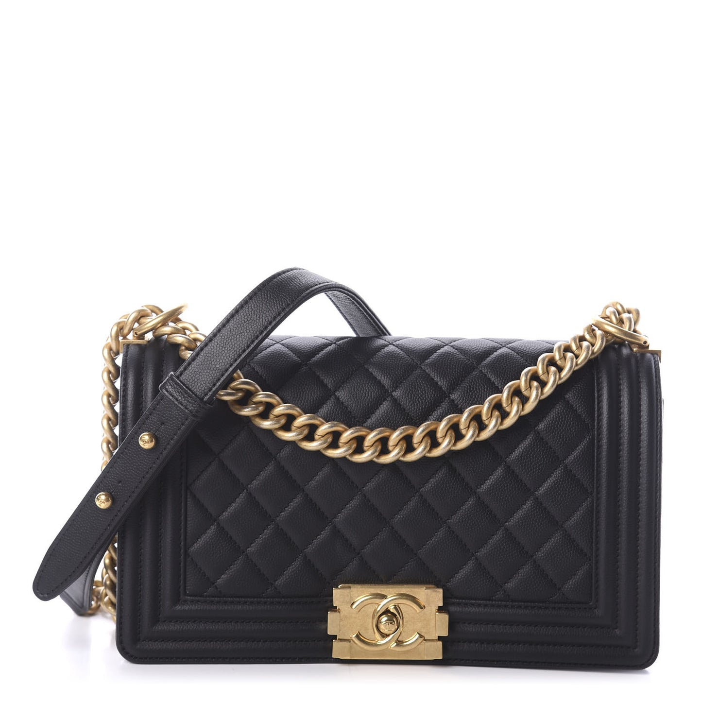 Caviar Quilted Medium Boy Flap Black
