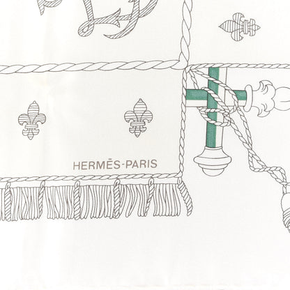 Hermes Silk Vue Du Carrosse De La Galere La Reale Scarf 90 Blanc Creme Rouge 5 of 6