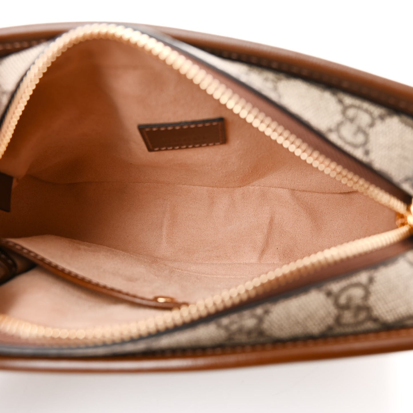 GG Supreme Monogram Azalea Calfskin Mini Retro Interlocking G Shoulder Bag Beige Ebony Brown Sugar