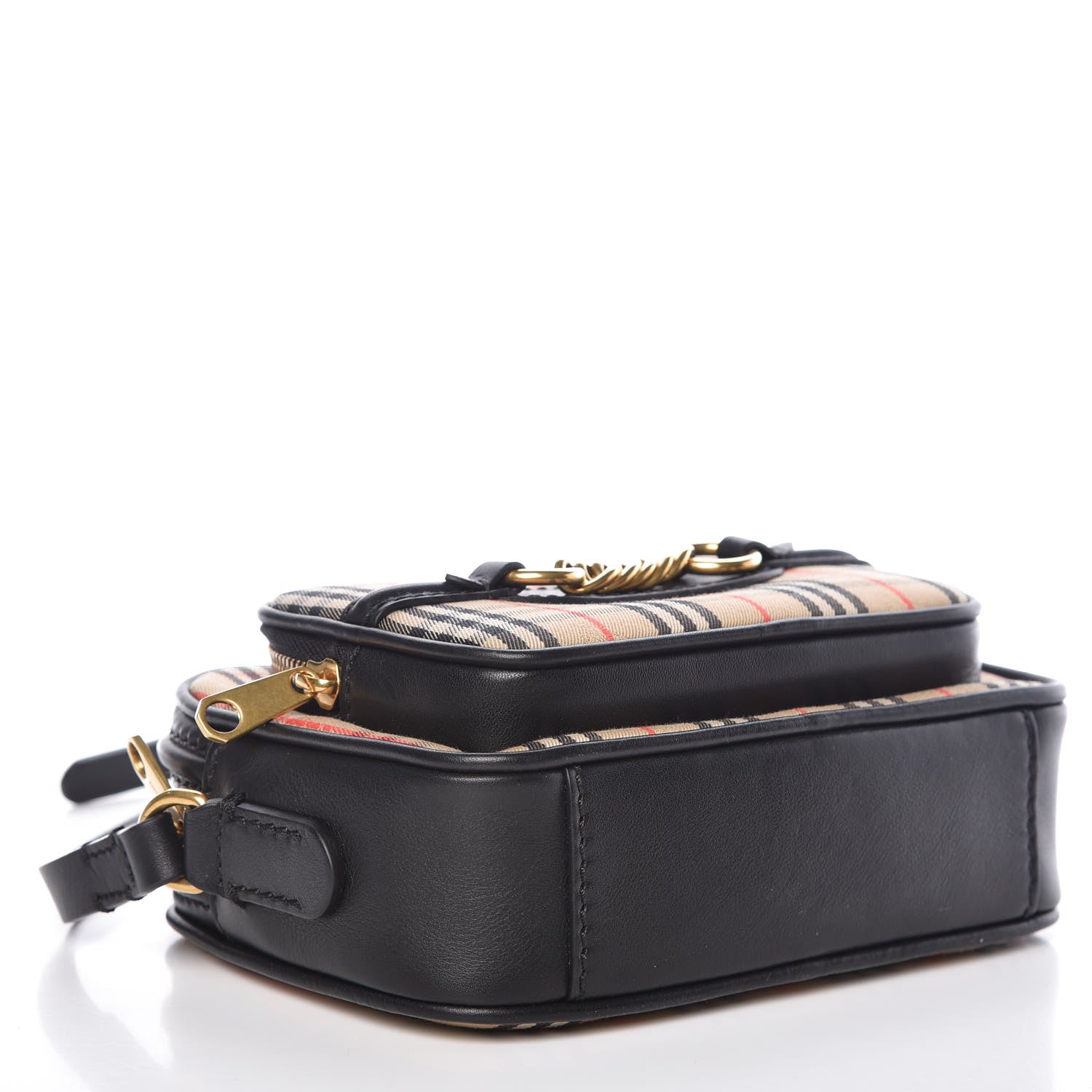 Burberry 1983 Knight Check Smooth Calfskin Link Camera Bag Black 4 of 9