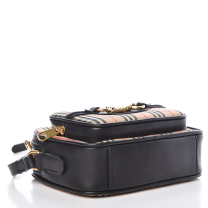 Burberry 1983 Knight Check Smooth Calfskin Link Camera Bag Black 4 of 9