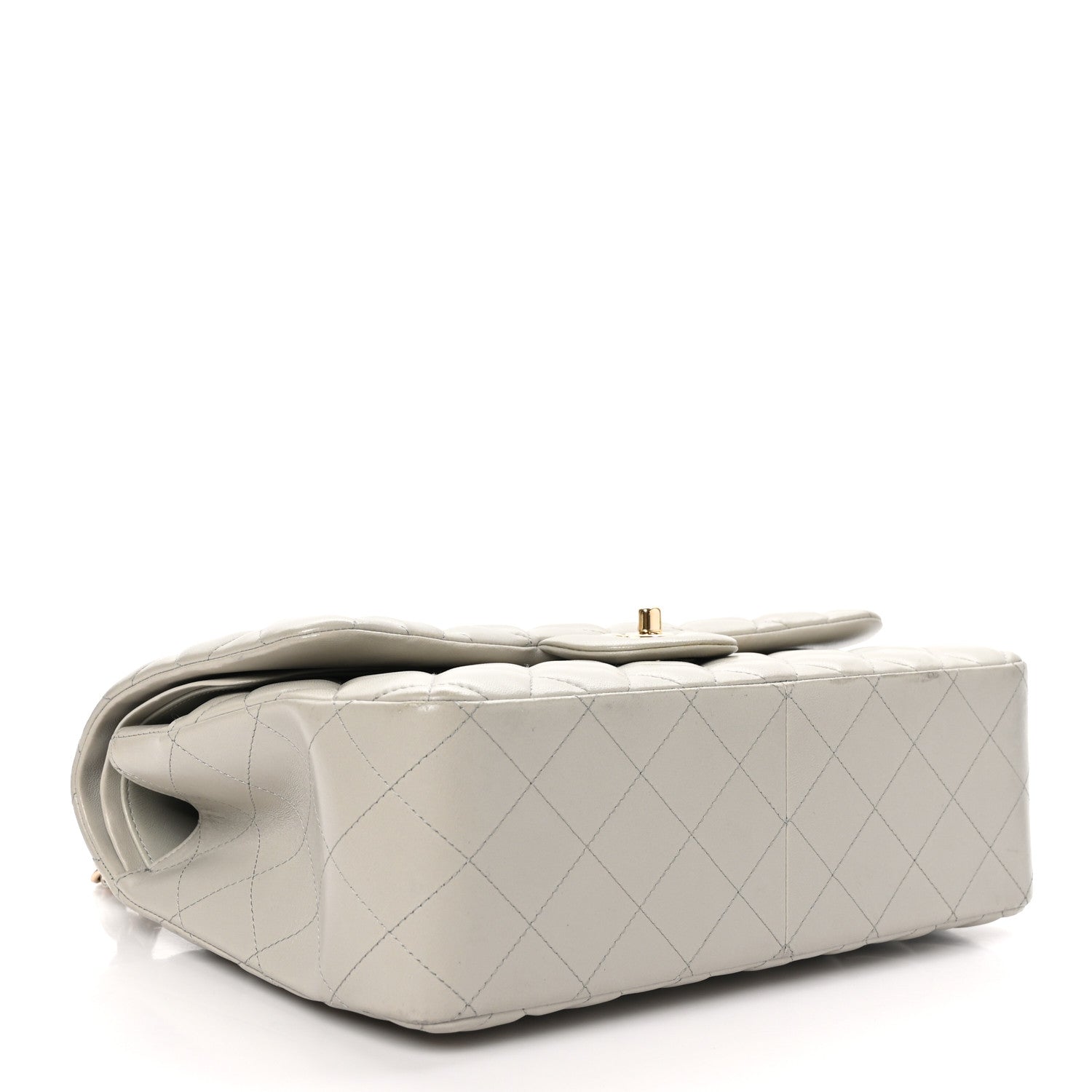 Chanel Lambskin Quilted Jumbo Double Flap Grey 4 of 12