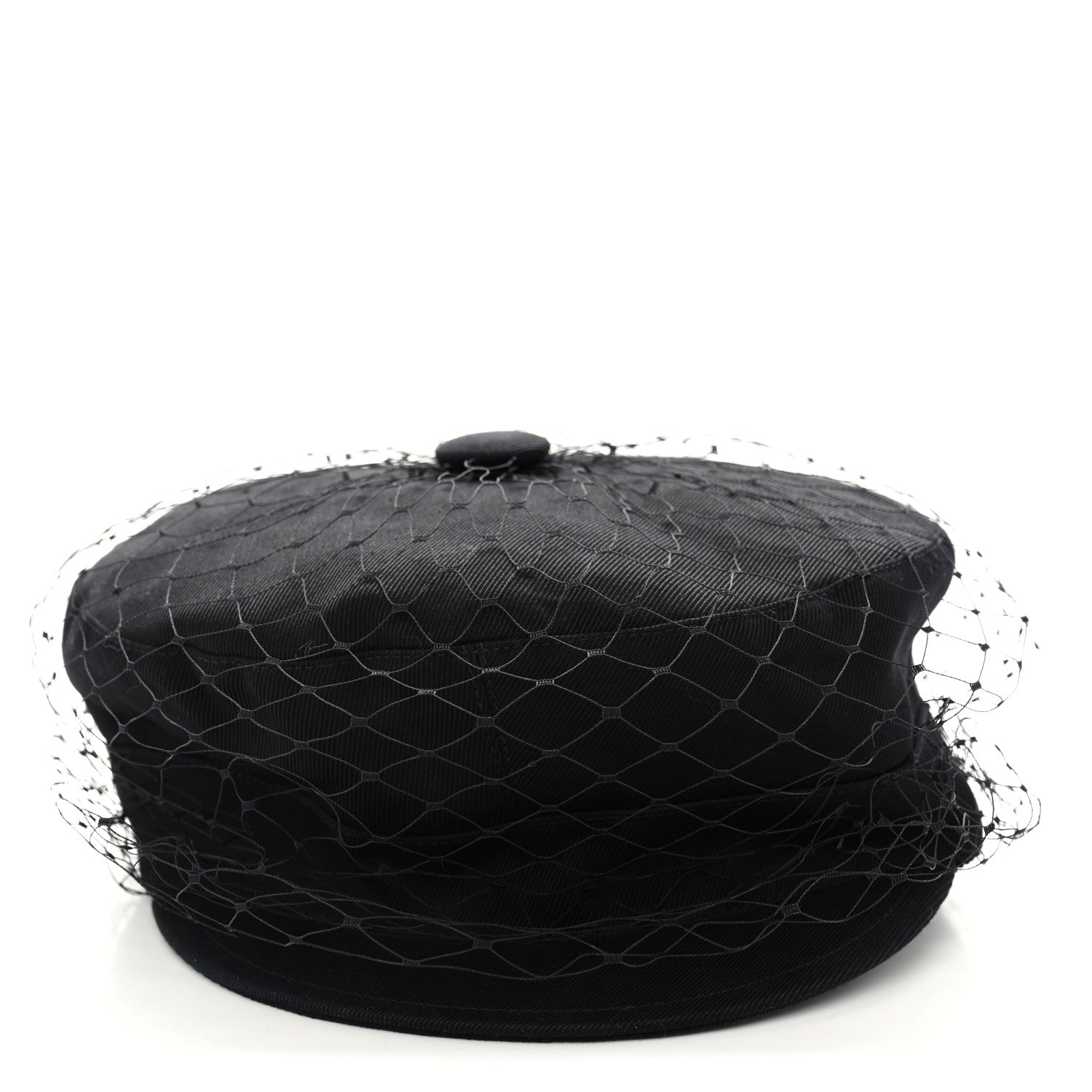 Christian Dior Cotton Canvas Arty Beret Cap with Veil 57 Black 3 of 8