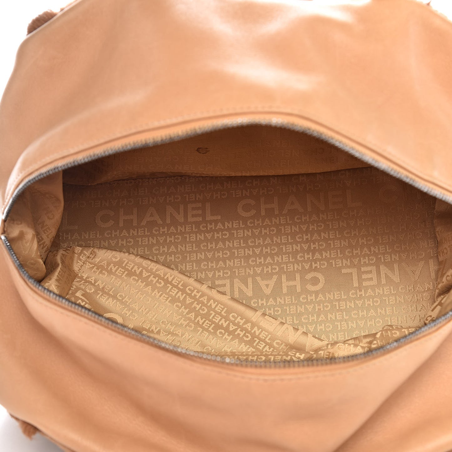 Lambskin Pony Hair Shoulder Bag Beige