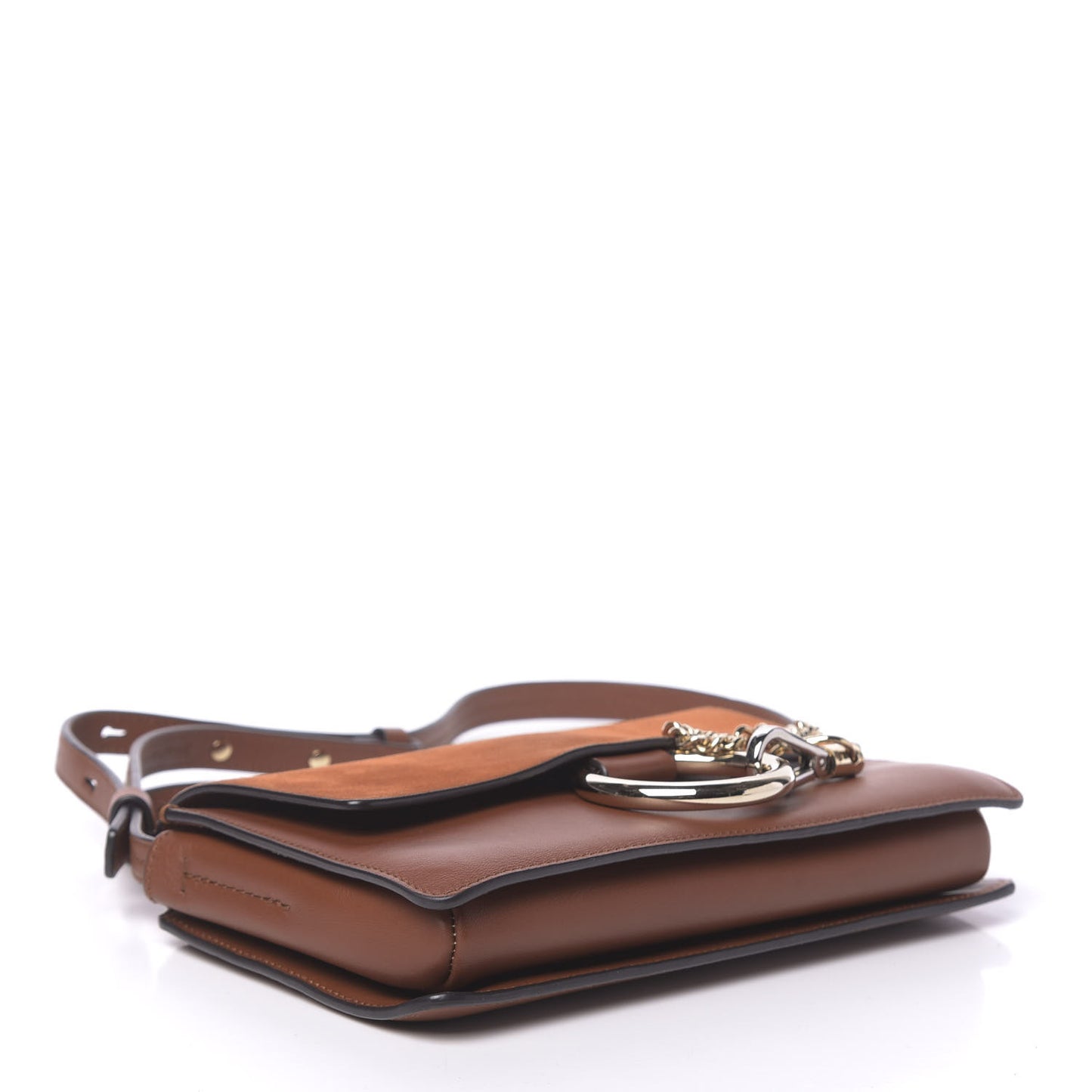 Suede Calfskin Small Faye Shoulder Bag Tobacco