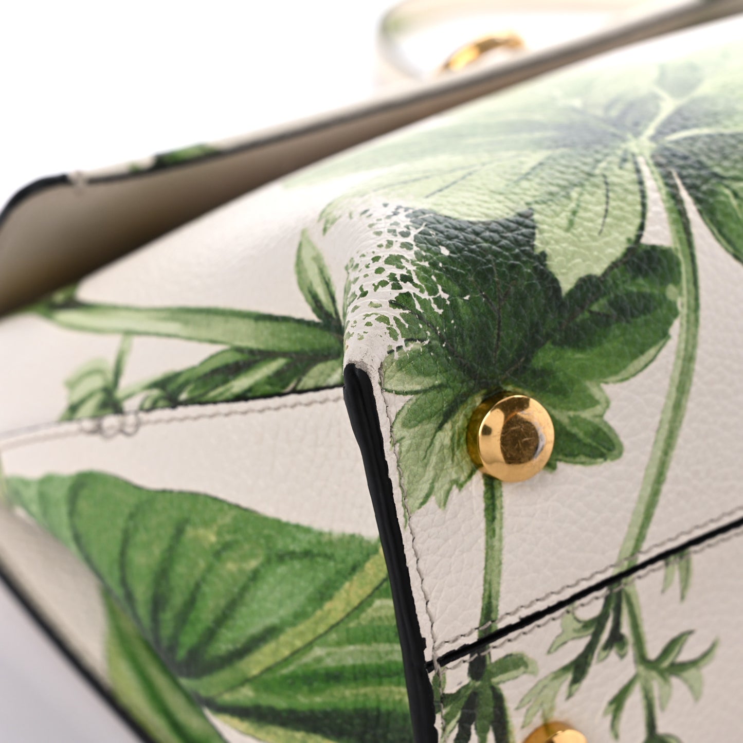 Calfskin Floral Print Trifolio Top Handle Bag Multicolor