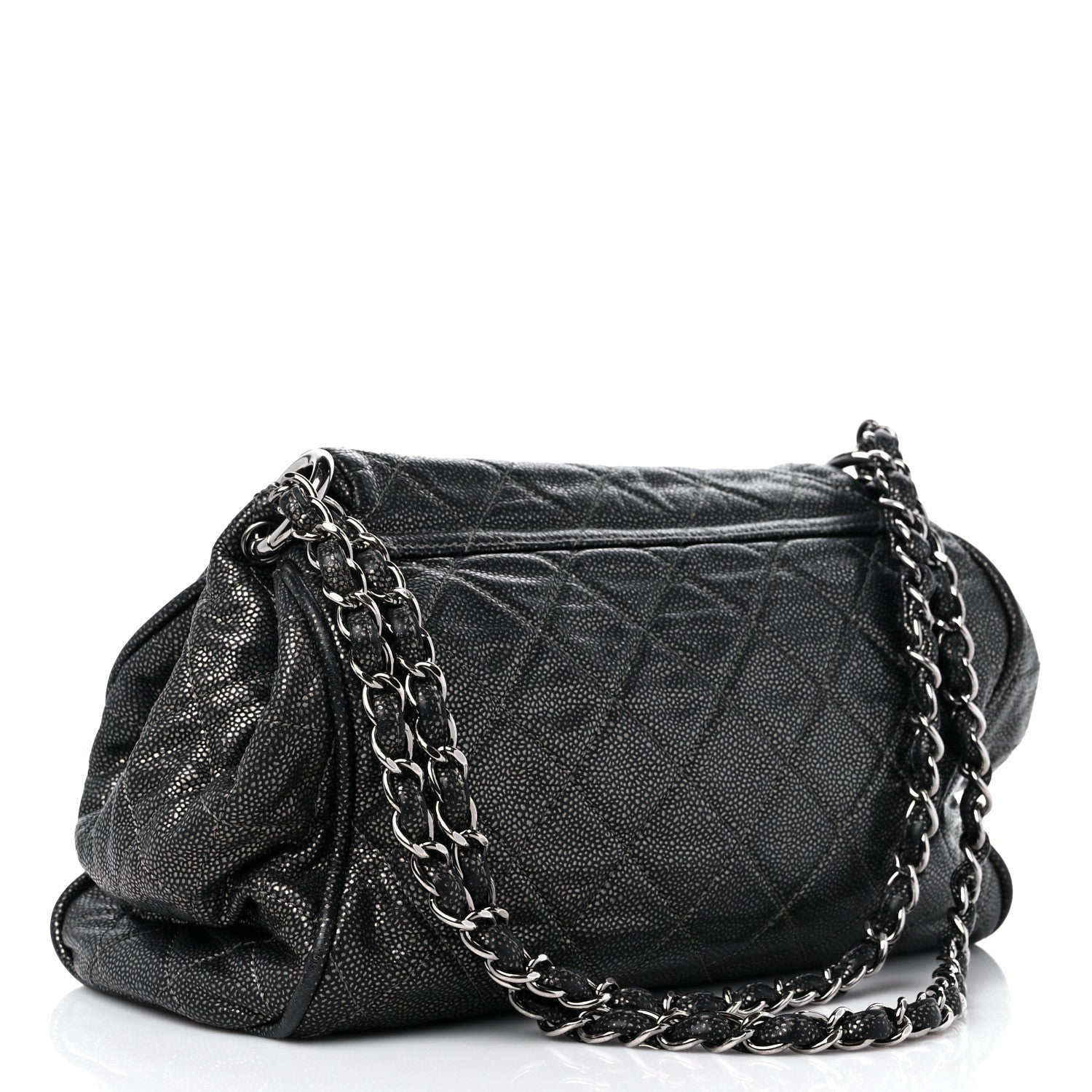 Chanel Metallic Caviar Quilted Timeless Accordion Flap Dark Silver 3 of 14