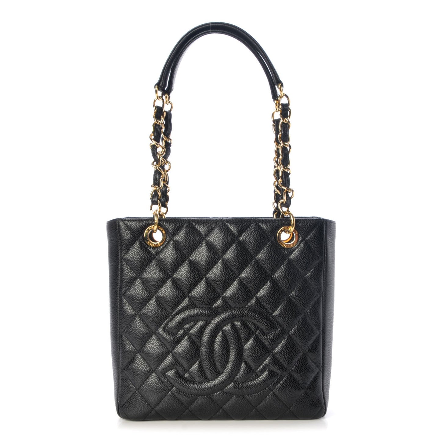 Caviar Quilted Petit Shopping Tote PST Black