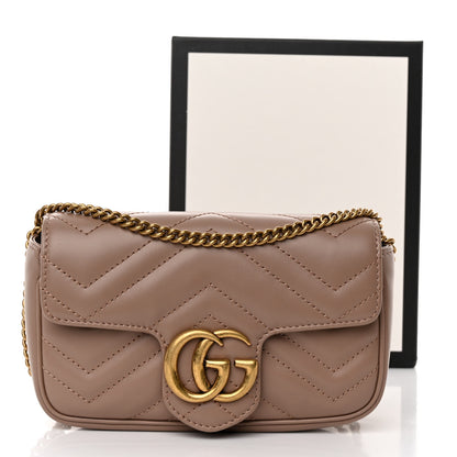 Gucci Calfskin Matelasse Super Mini GG Marmont Shoulder Bag Porcelain Rose 11 of 11