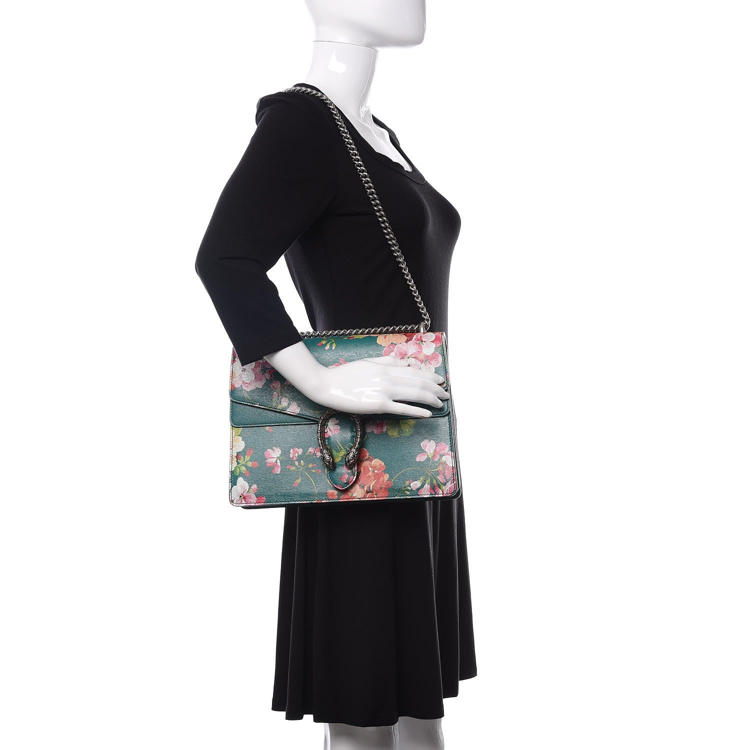 Gucci Calfskin Blooms Print Medium Dionysus Shoulder Bag Bright Emerald Multicolor 2 of 10