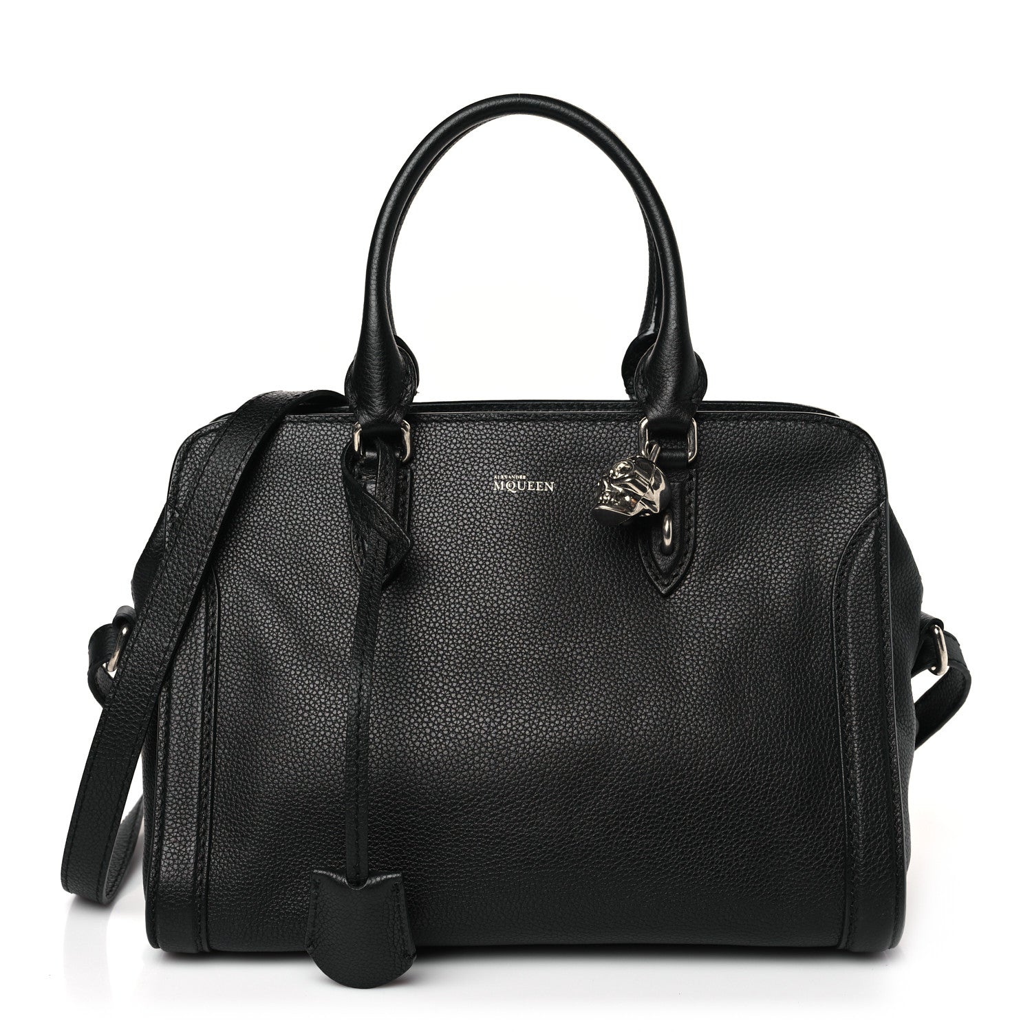 Alexander McQueen Pebbled Calfskin Small Skull Padlock Zip Around Tote Black 1 of 9