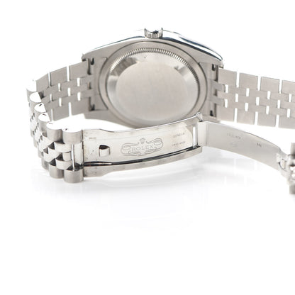 Rolex Stainless Steel 18K White Gold Diamond 36mm Oyster Perpetual Datejust Watch Rhodium Waves 116244 5 of 6