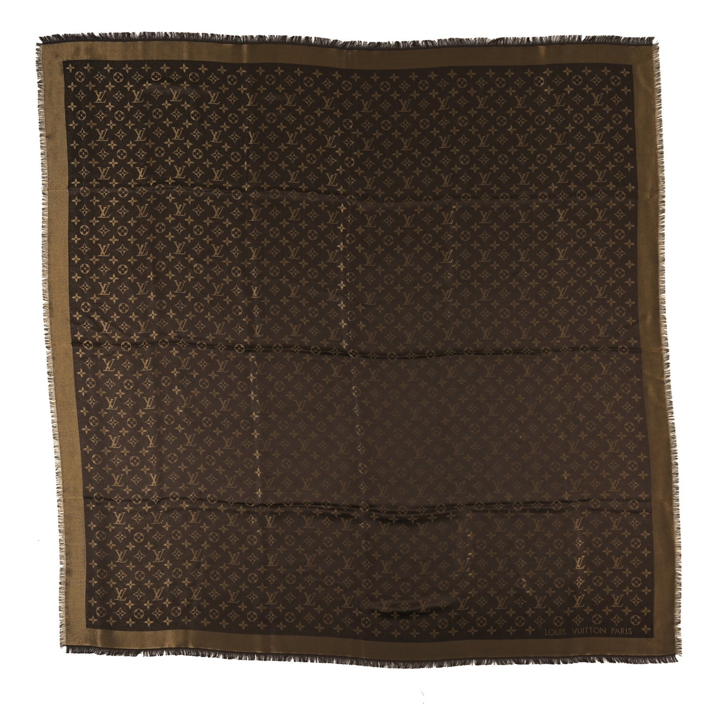 Silk Wool Monogram Denim Shawl Chocolate